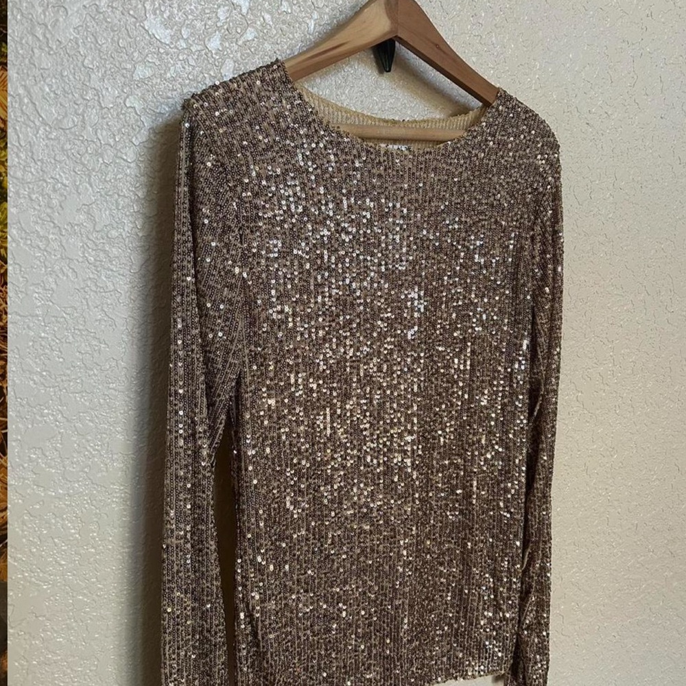 Free People Gold Sequin Top